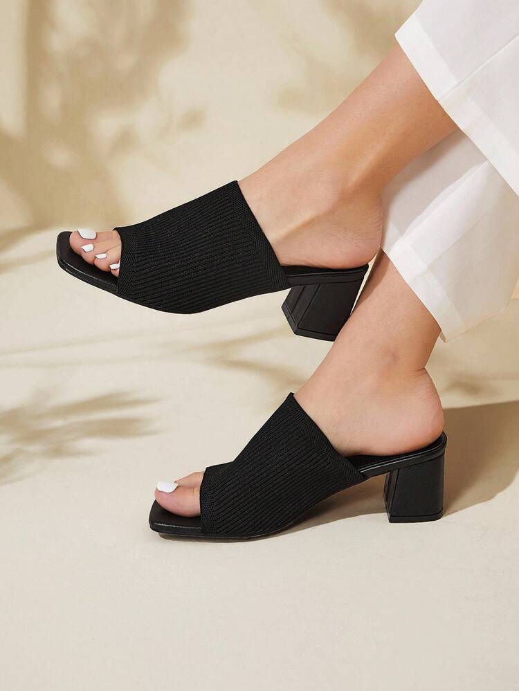 CUCCOO BASICS Women's Square Toe Casual Fashion High Heel Mule Sandals For Christmas Spring Shoes