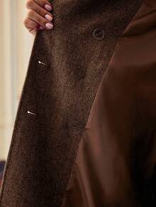 ZEYLAH Abrigo largo de mujer de doble botonadura con cinturón en la cintura, color camello - Caqui - Ver 8