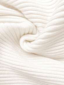 SHEIN Chic Maternity White Knitwear Dress With Asymmetrical Neck And Batwing Long Sleeves Short Length - White - View 7