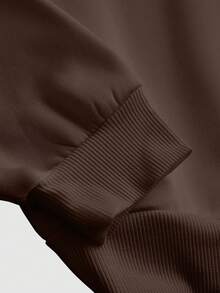 INAWLY 2pcs Women Casual Loose Hoodie And Wide Leg Pants Set - Brown - View 6