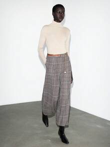 Lumivelle Winter Clothes For Women Women's  Fashionable Retro Plaid Belt Chain Pants Wide Leg Pants Checkered Pants Plaid Pants - Multicolor - View 5