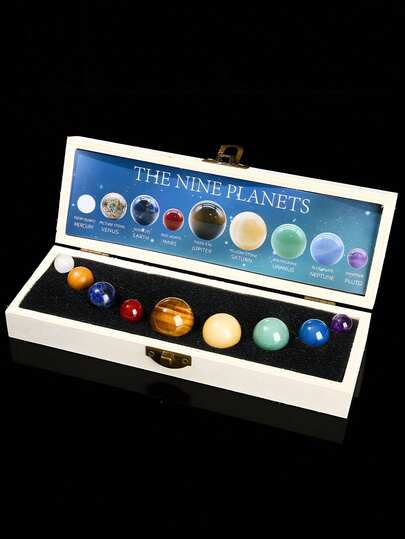 9 delar/set lyxig planetsystem-utbildningsmodell, med 9 planeter som dekor för skrivbordet, samlarpresentask med speciell smyckesdekoration - perfekt för vetenskaplig popularisering, lämplig som nyårspresent, födelsedagspresent, födelsedagspresent, examenspresent