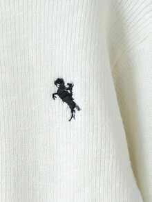 Tween Girls Thick Embroidered Logo Crew Neck Dropped Shoulder Loose Cropped Knit Sweater, Soft & Comfortable, Suitable For Daily, Outdoor, Travel, Vacation, Home, DayTween Girl, And Kids Play Wear Youth Sweaters Girl Sweater Cropped Sweater Cute Plain Sweatshirts For Teens Summer Clothes For Teens Sweater Girl Jumper - Beige - View 6