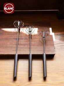 1入304不銹鋼半自動攪拌器,雞尾酒攪拌器,家庭半自動旋轉打蛋器,按壓和旋轉攪拌器,不銹鋼自動旋轉奶油裝置打蛋器,廚房易於攪拌打蛋器 - 銀色 - 查看 7