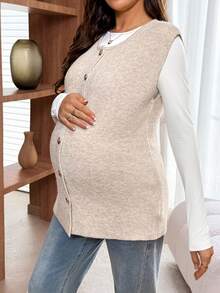 SHEIN Pregnant Women Casual Autumn/Winter Button Knit Vest