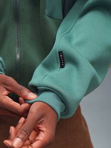PLAYBOY X SUMWON sweat-shirt à capuche zippé court avec cordon de serrage et poche centrale pour un style casual de rue - Vert - Voir 6