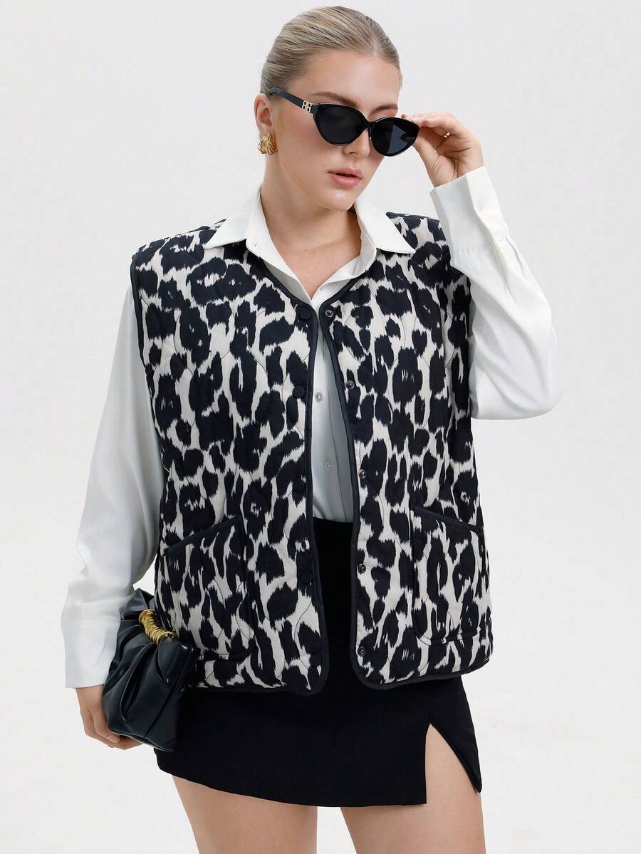 Aveloria Modichic European & American Style Pocket Design Fashion Versatile Casual Printed Vest - Multicolor - View 1