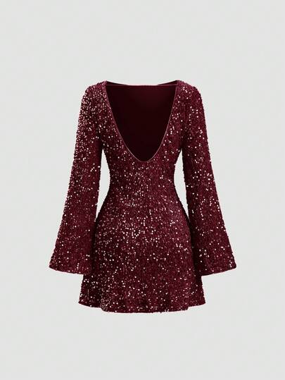 Sweetra Sequin Backless Mini Dress, Valentine's Day Outfits