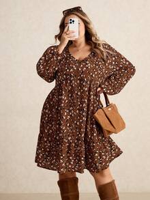 SHEIN CURVE+ Quần dài họa tiết kẻ caro xanh rộng rãi, thoải mái, cỡ lớn, phù hợp cho mùa thu/đông - màu xanh lá - Xem 9