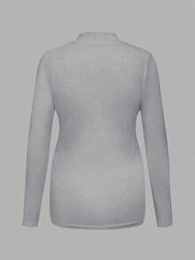 Modmama Pregnant Women's Solid Color Casual Long Sleeve T-Shirt - Grey - View 6