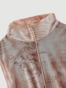 SHEIN MOD Váy dài họa tiết báo kaki cổ điển, váy hai dây không tay, phong cách phương Tây & Bohemian, phong cách cổ điển thập niên 70, Y2K, trang phục hẹn hò, tiệc tùng, hoàng gia, lễ hội, sinh nhật & dạ hội - Nhiều màu - Xem 3