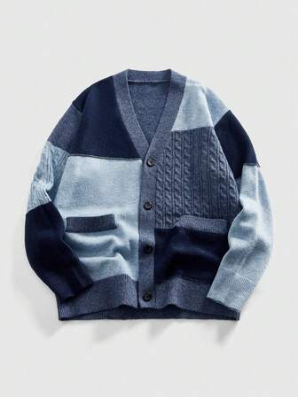 Street Life Cárdigan de hombre vintage de patchwork