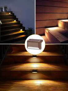 4/2个多色太阳能台阶灯，户外台阶灯，LED太阳能灯，适用于户外楼梯、台阶、围栏、露台、庭院、栏杆、花园、后院和小路（太阳能供电） - 彩色 - 查看 8