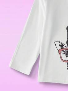 Cute Giraffe Print Young Girls Crew Neck Long Sleeve Comfortable Pajamas