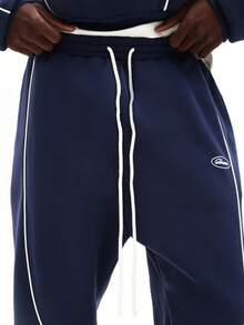 SUMWON 男士宽松连帽衫和运动裤套装，白色滚边细节 - 寶藍色 - 查看 8