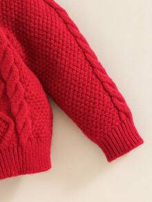 SHEIN Infant/Toddler Boys' Casual Fitted Long Sleeve Crew Neck Cardigan Sweater