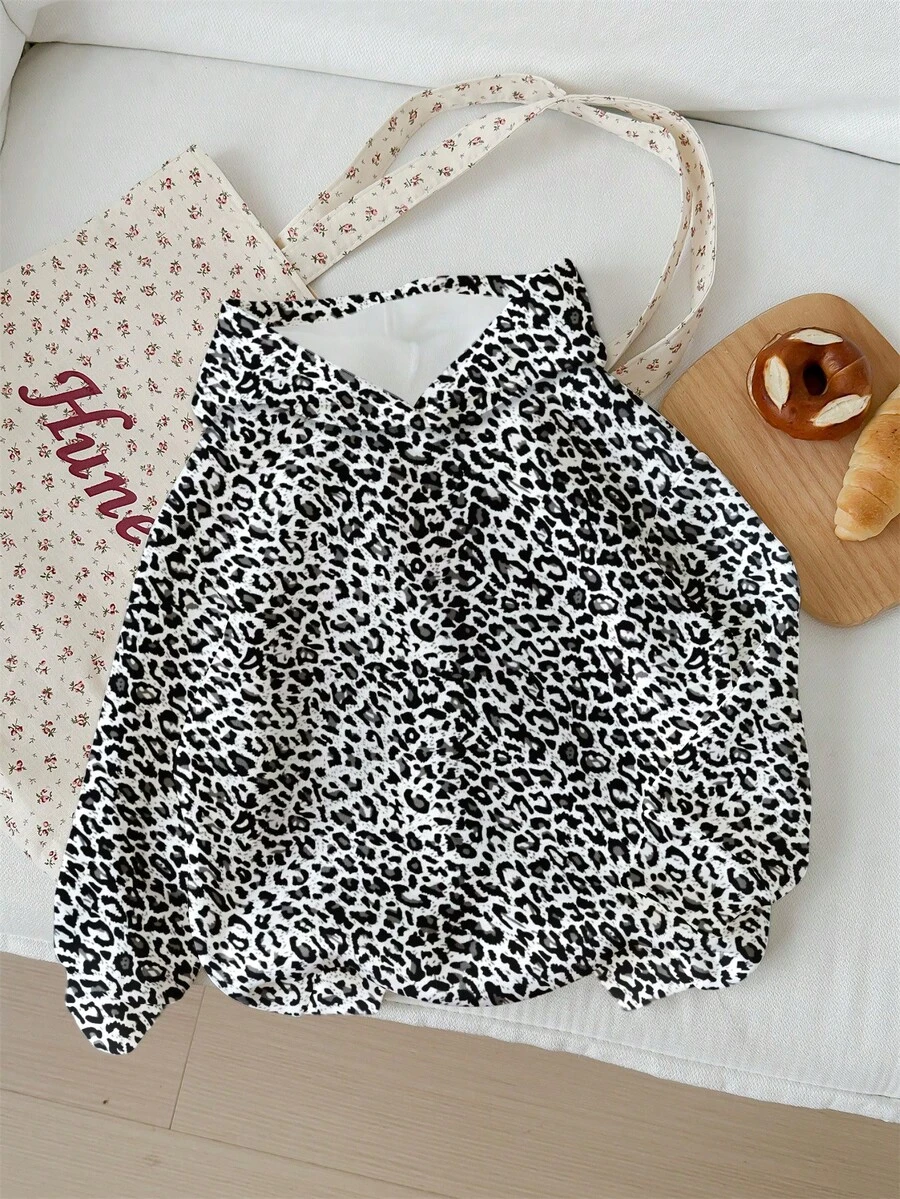 SHEIN EZwear Hanorac casual vintage punk gotic cu imprimeu leopard, potrivit pentru toamnă/iarnă, aeroport, streetwear, Y2K, ținute de exterior - Multicolor - Vizualizare 1