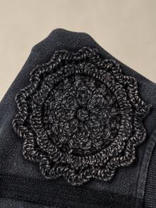 Bohemela 女士休闲纯色针织长袖宽松卫衣，适合冬季、圣诞节、新年、音乐节等场合穿着 - 黑色 - 查看 9