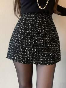 Dazy Tall 高个女式格子修身迷你裙，优雅铅笔裙