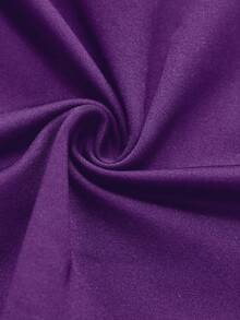 Maweii Plus Size Solid Color Ring Decor Sexy Bodysuit - Purple - View 7