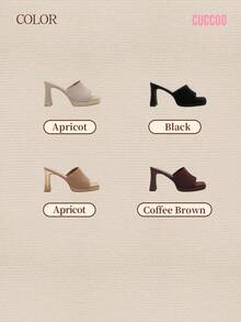 CUCCOO BASICS Woman Shoes Minimalist Square Toe Chunky Heeled Mule Beige Elegant Summer Heeled Sandals For Summer Graduation Heels Prom Heels Vacation Shoes Summer Back To School Shoes College Student Shoes Spring Shoes Spring Break Easter