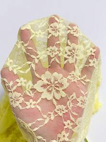 EgrlEra Áo cánh ren cổ chữ V phối ren tương phản gợi cảm dành cho nữ - Màu vàng - Xem 6