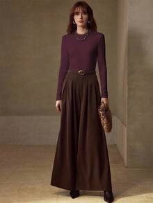 MOTF PREMIUM STRETCHY & SKIN-FRIENDLY SOLID COLOR ROUND NECK SLIM FIT FASHIONABLE LONG SLEEVE VERSATILE WOMEN'S BASE LAYER TOP