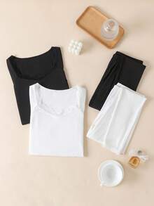 Bộ đồ ngủ dài tay cổ viền ren tối giản màu trơn dành cho nữ - Nhiều màu - Xem 1