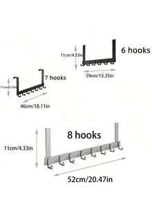 门后衣帽架挂钩，6/7/8钩壁挂式衣帽毛巾架，适用于门后厨房浴室，可悬挂外套、包包、背包、帽子等，门后挂钩毛巾架，适用于浴室、卧室、厨房，可作壁挂相框使用，自粘式壁钩，挂钩，壁钩，浴室，毛巾架，挂钩，壁钩，挂钩，壁钩，门后衣帽架 - 彩色 - 查看 8