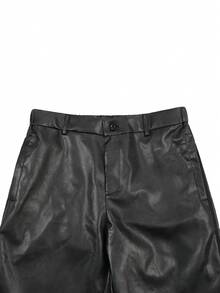 Manfinity Roghcode Quần da PU cỡ lớn dành cho nam, quần ống đứng rộng rãi, quần da thời trang và đa năng cho nam, quần ống rộng nam, quần cạp cao nam, quần đen nam, quần nam phong cách Y2K - màu đen - Xem 4