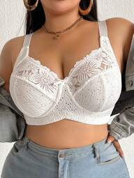 1 szt. biustonosz bez fiszbin z koronką i patchworkiem w dużym rozmiarze