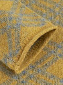 Louniche Women's Casual College Style Loose Fit V-Neck Raglan Sleeve Plaid Pattern Sweater, Autumn/Winter