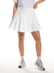 Solavibe 大码女式百褶裙、迷你女式半身裙、女式黑色半身裙、带口袋隐私保护半身裙、可爱半身裙、休闲百搭、女士冬装 - 白色 - 查看 1