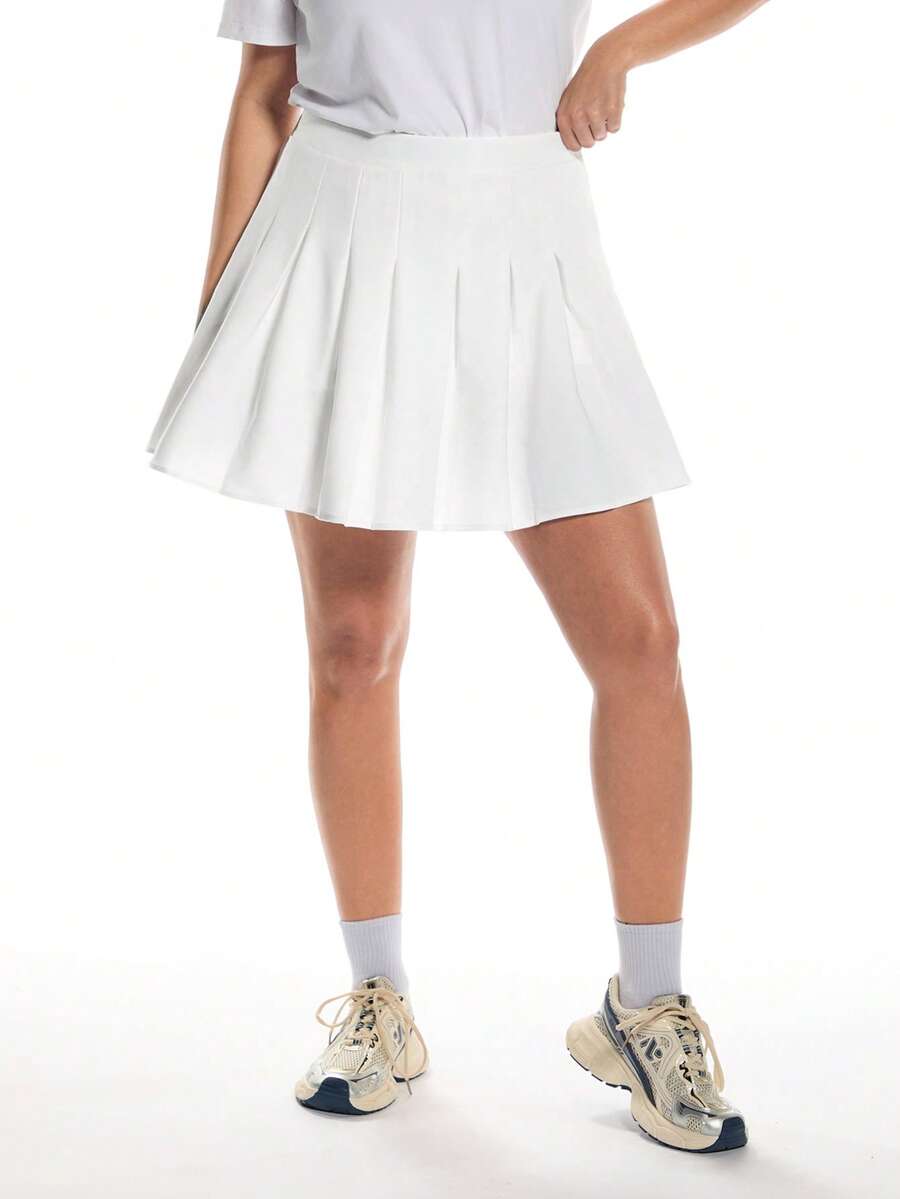 Solavibe 大码女式百褶裙、迷你女式半身裙、女式黑色半身裙、带口袋隐私保护半身裙、可爱半身裙、休闲百搭、女士冬装 - 白色 - 查看 1