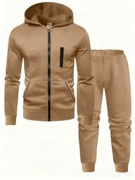 SHEIN 2pcs/Set Boys Casual Hoodie Sweatshirt And Sweatpants Set, Suitable For Daily, Commuting, Sports Fall Winter