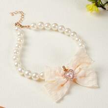 PETSIN 1. 可爱公主风宠物项圈，带蝴蝶结，小型犬项圈带缎带蝴蝶结，猫咪仿珍珠项链 - 彩色 - 查看 13