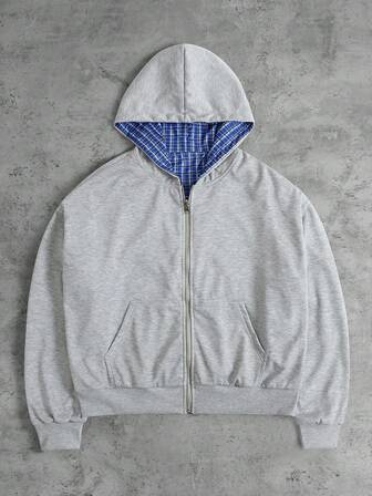 Street Life Herren Retro Karomuster umkehrbarer Sweatshirt