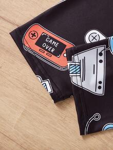 2pcs Tween Boy Video Game Print Pajama Set - Dark Grey - View 5