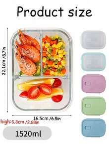 Madebyblanc 1pc Microwave Can Heat Glass Lunch Boxes For Office Workers, Lunch Boxes For Refrigerators, And Large Capacity Fresh-Keeping Bowls With Rice And Meal Boxes,Kitchen,Christmas Gift