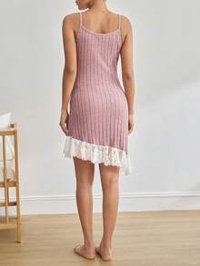 Moonlight&Mama Camiseta sin mangas de encaje con parches de unicolor para mujeres embarazadas, casual y sencilla para uso diario - Rosa - Ver 2