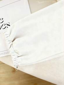 Resyla 女士爱心印花抽绳腰带口袋阔腿休闲运动裤 - 白色 - 查看 3