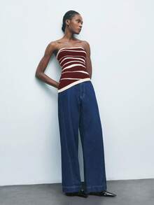 Maija Top asymétrique bicolore pour femmes, polyvalent pour le trajet urbain, les affaires, le style casual, la plage, le style boho, élégant, Noël et Nouvel An - Rouge foncé - Voir 6