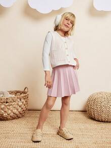 Mini mi #SweetieWalk Dép xỏ ngón quai sau bằng da lộn giả đính ngọc trai và gấu bông cho trẻ em – Giày lười ấm áp cho đôi chân nhỏ nhắn tinh nghịch - Màu be - Xem 4