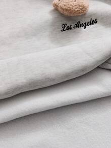 Manfinity BRENVOR Sudadera casual de hombre de color gris claro con estampado de letras, detalles de punto acanalado y mangas de longitud de muñeca con hombros caídos, de longitud regular, de tejido de punto - Gris Claro - Ver 5