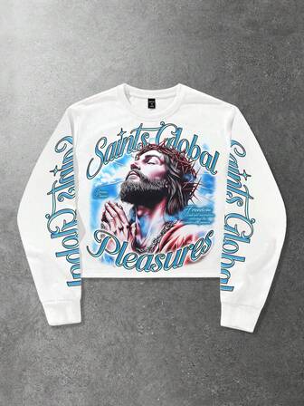 Street Life Sudadera con gráfico de figura y letra de hombre, otoño