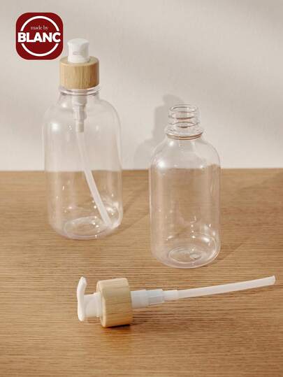 1pc Clear Soap Dispenser With Bamboo Pump For Shower, Lotion, And Hand Soap, 16oz Plastic Dishwasher And Hand Soap Dispenser Set, Refillable Liquid Soap Bottle For Kitchen Home Bathroom Decor Fall Decor Back To School