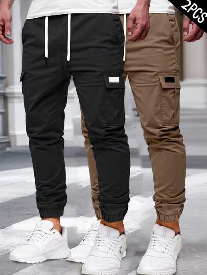 Manfinity Homme 男式图案设计抽绳腰休闲慢跑裤