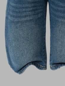 Sweetra 女婴休闲 Y2K 街头时尚破洞宽松直筒牛仔裤，百搭舒适，适合日常穿着