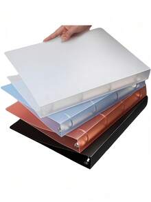 1PC A4 Size Clear PP File Folder 4 Ring D Ring Binder 2 Hole Punched Waterproof Document Organizer For School College Office Work Business Report Thesis Project Planning Meeting Supplies Stationery Organization - 彩色 - 查看 2