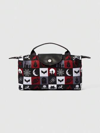 Grunge Punk Multifunctional Women's Compact Coin Purse For Daily Use, Fashionable, Color Block, Lightweight